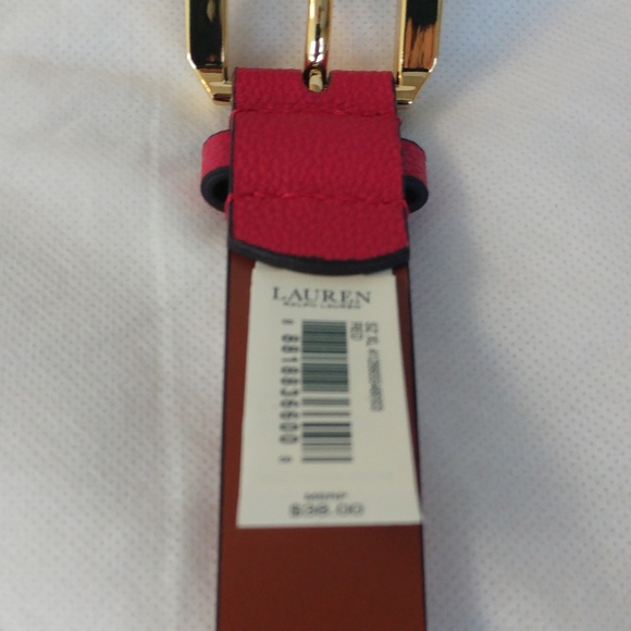 Lauren Ralph Lauren Pebbled Belt RED XL - Picture 3 of 3